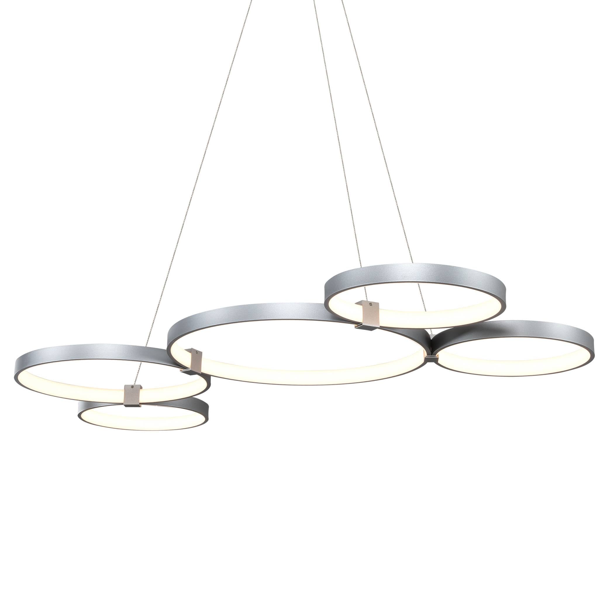 Silver 55x22 LED Adjustable Multi-Ring Chandelier I479