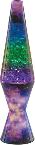 14.5-inch Silver Glitter Clear Liquid Tri-Colored Globe Decal Base Lava Lamp K286081