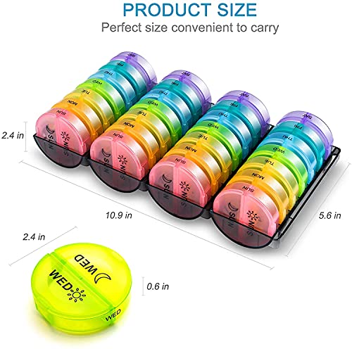 Monthly Pill Organizer 2 Times A Day, XL One Month 28 Day Pill Box AM PM, Daily Pill Case Large 4 Week M5465