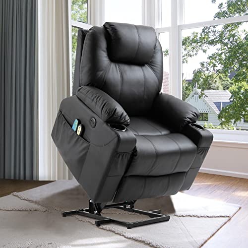 Grey Fabric Power Lift Electric Recliner Chair with Cup Holders T80813