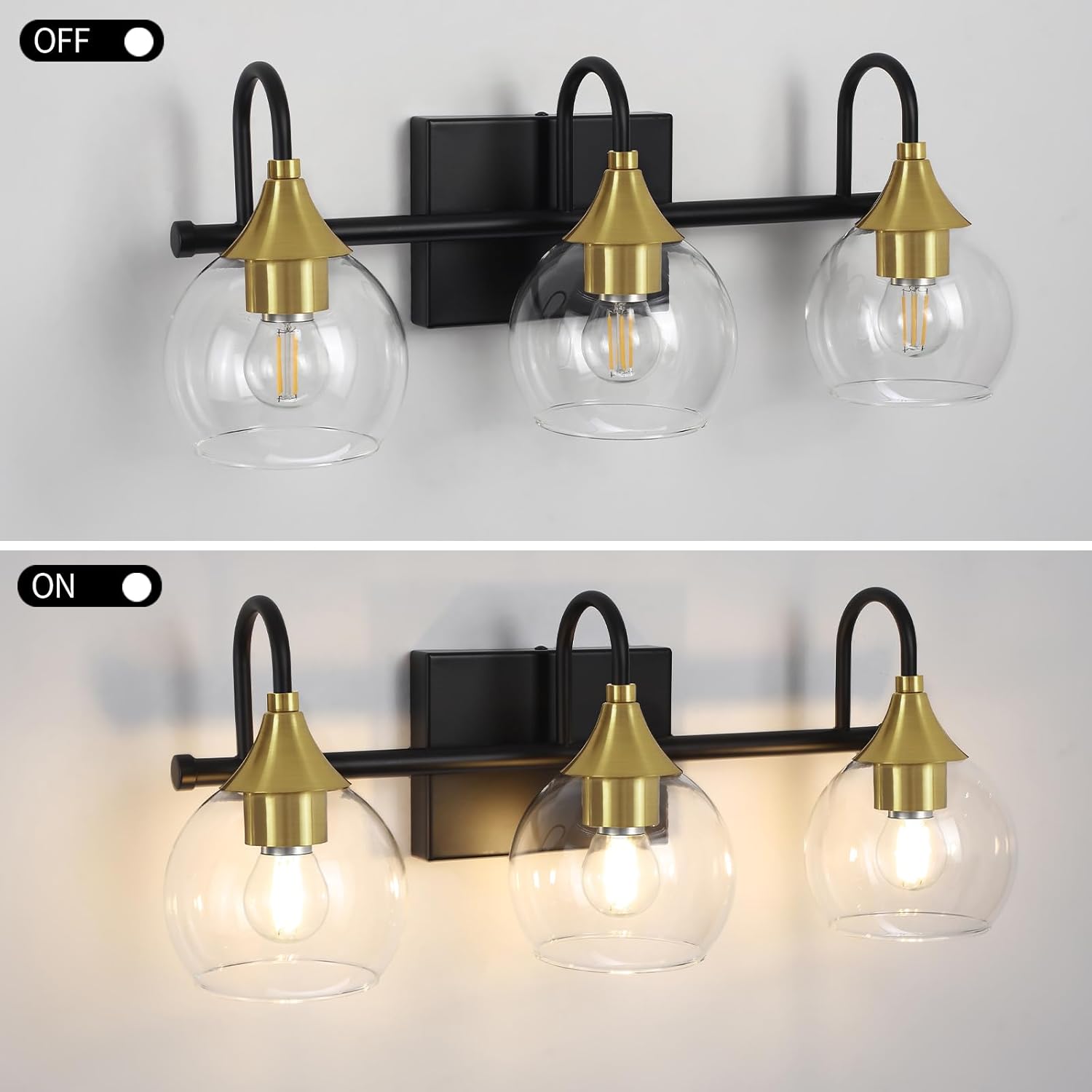 Black Gold 3 Light Bathroom Vanity Light H252103