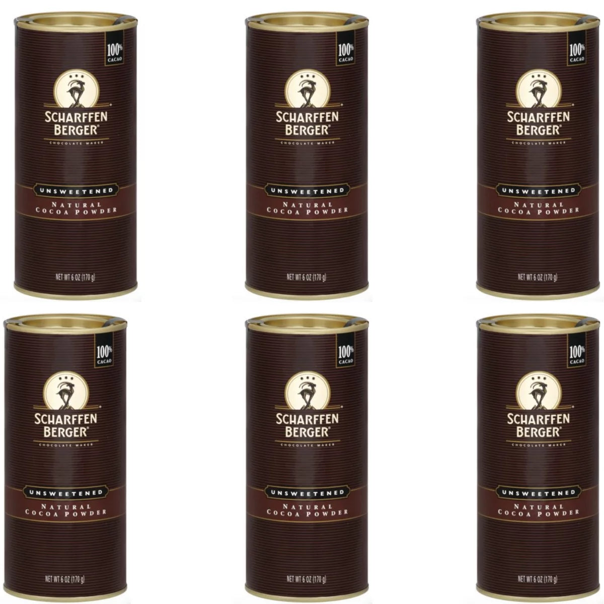 Natural Unsweetened Cocoa Powder, 6-Ounce Canisters (Pack of 6) N65164