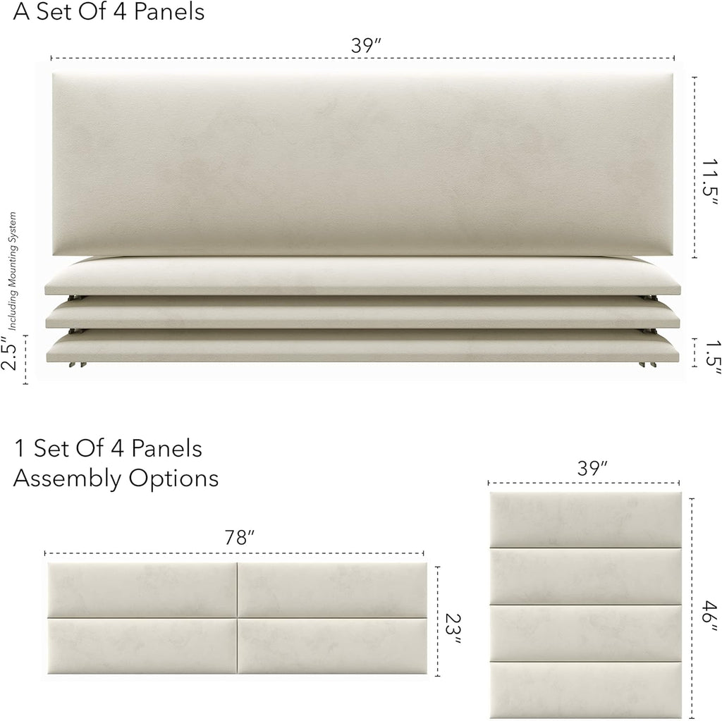 Velvet Ivory King Set Of 4 Panels K22216