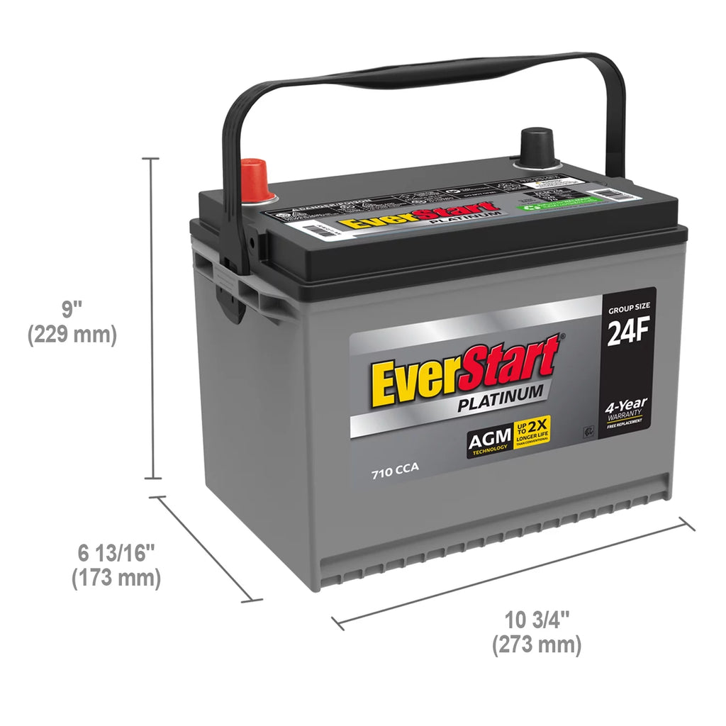 Platinum AGM Automotive Battery, Group Size 24F 12 Volt, 750 CCA C326