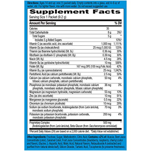 Raspberry Flavor Vitamin C Powder Supplement - 10 Count E16703