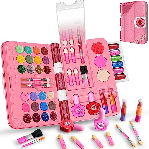 48Pcs Washable Play Make Up Toys Set with Mirror (Blue) S59723