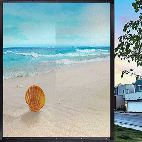 Stained Glass Beach Blue Self-Adhesive Vinyl Window Film, 23.6 in by 78.7 in M162420