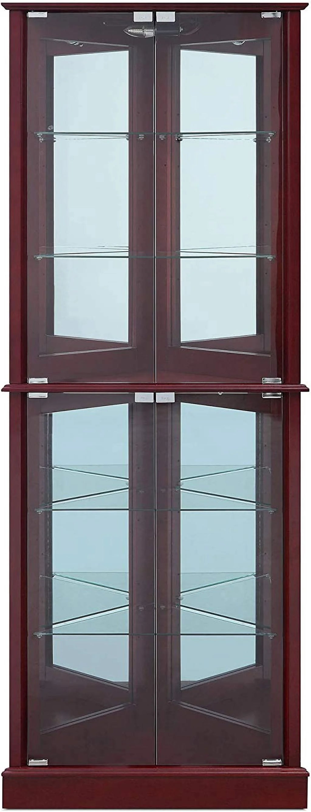Lighted Corner Curio Cabinet with Tempered Glass Door, 6 Shelves H22986