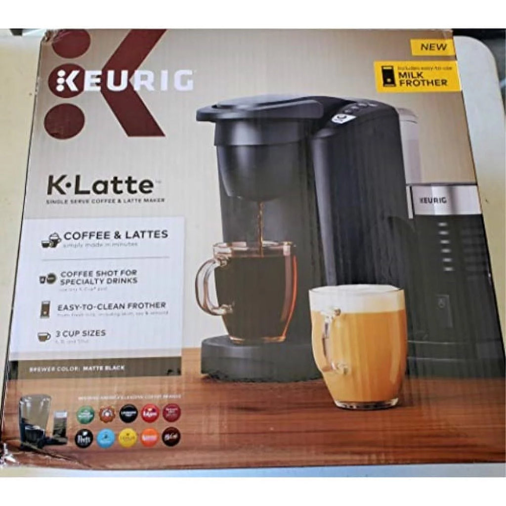 Single Serve K-Cup Coffee and Latte Maker with Milk Frother, Matte Black F341797