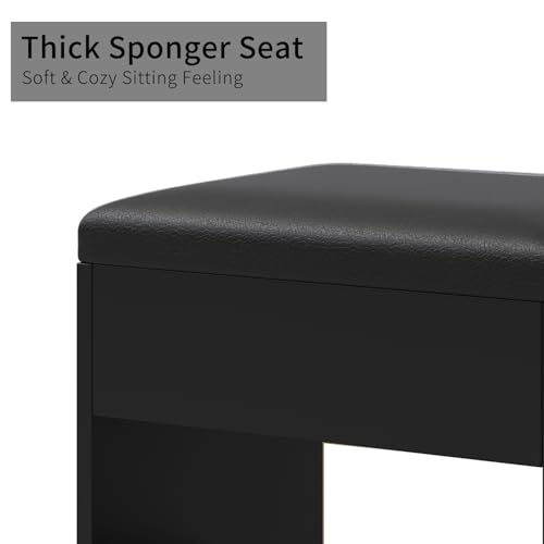 Black Vanity Desk with Lighted Mirror and Chair P75026