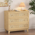 3 Drawer Natural Rattan Wood Dresser K72764