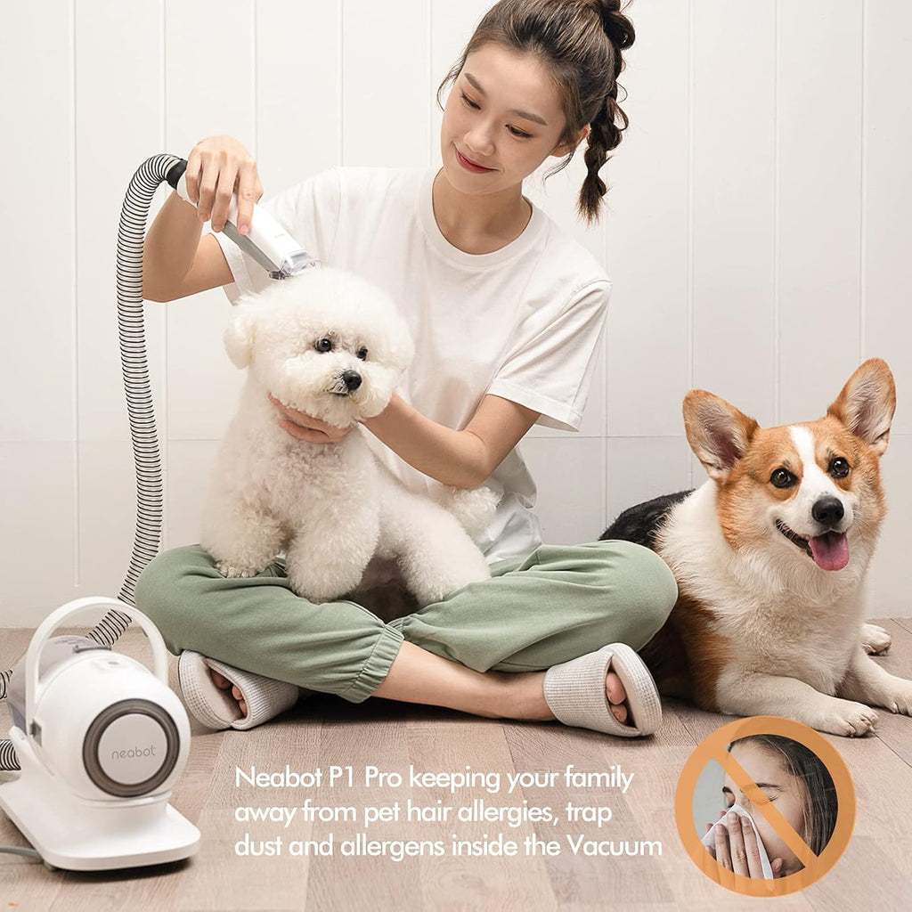 Pet Grooming Kit & Vacuum Suction 99% Pet Hair, Professional Grooming Clippers with 5 Grooming Tools S859
