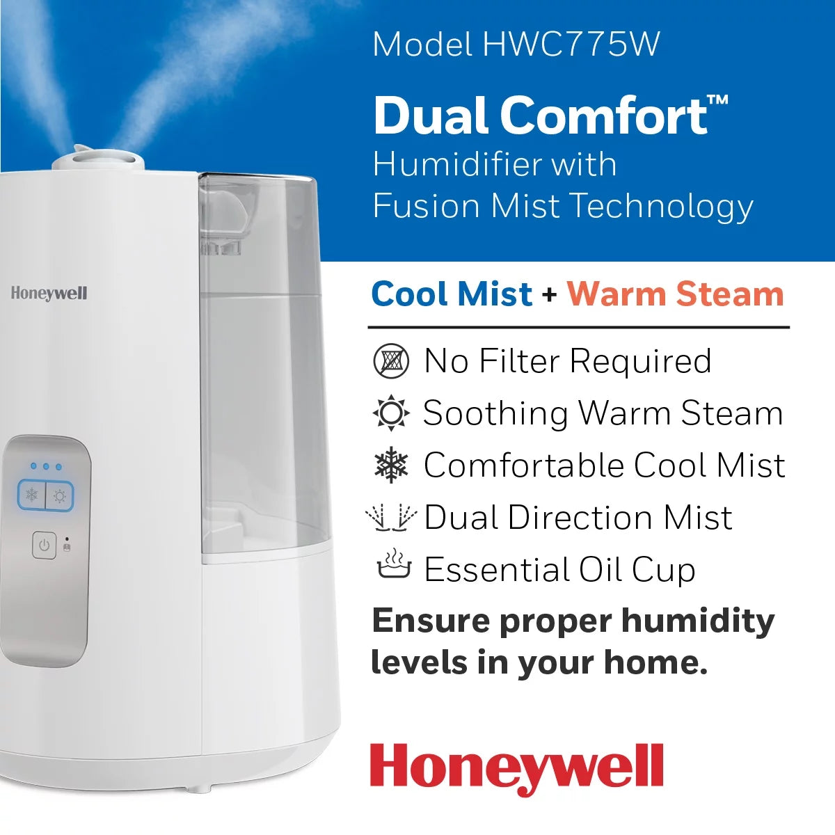 White Cool Warm Mist Humidifier, 600 sq ft W7946