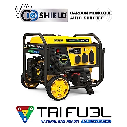 5000-Watt Electric Start Tri Fuel Portable Generator with CO Shield U813335