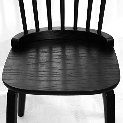 Black Solid Wood Spindle Back Dining Chairs Set of 4 N935