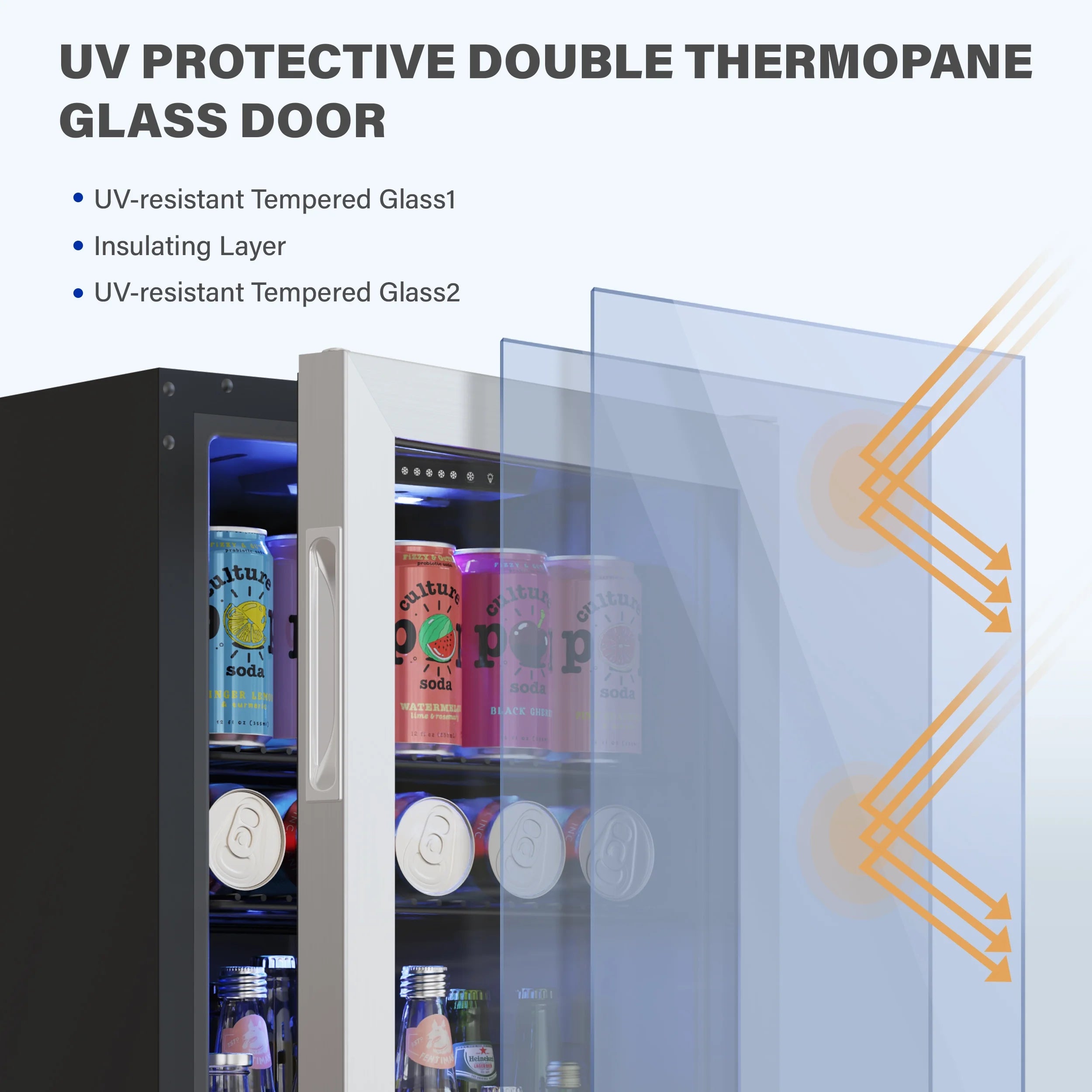 Freestanding Compact Mini Drink Fridge with Glass Door L58910