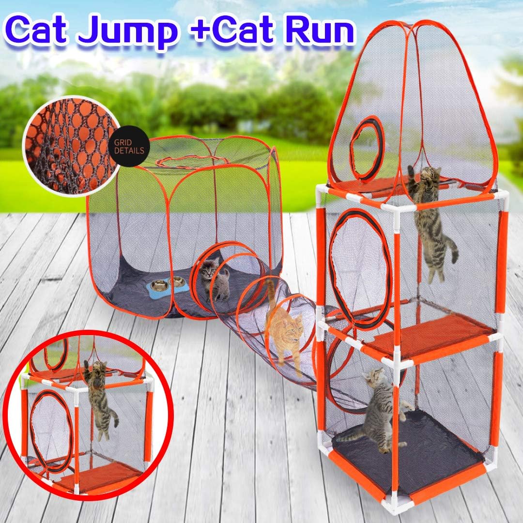 3 in 1 Pet Play House with Jumping Tower, Hexagon Tent, Tunnel R707