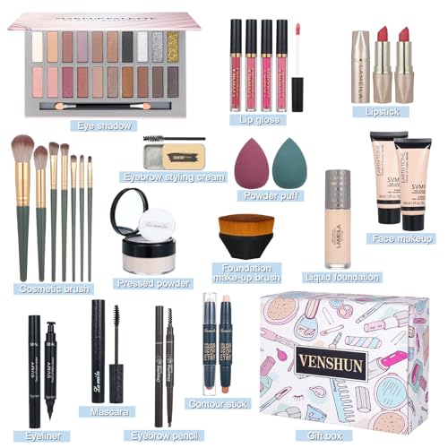 18 Color Eyeshadow Palette Foundation Lipstick Eyebrow Pencil Makeup Kit Y81792