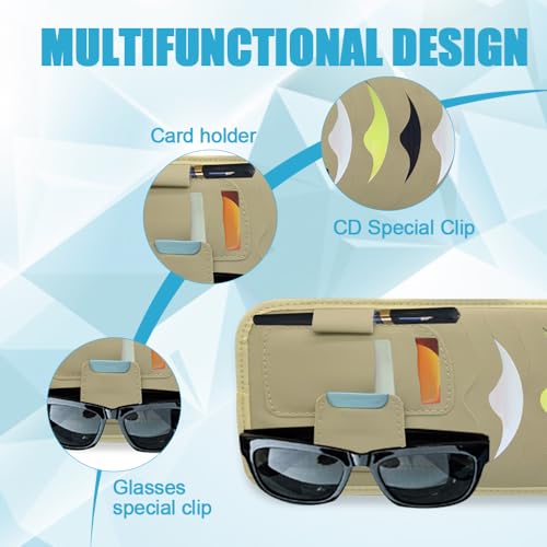 Car Sun Visor Organizer Leather Holder H3406