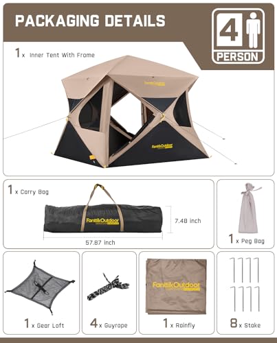 4 Person Pop Up Instant Cabin Tent with Rainfly I33017