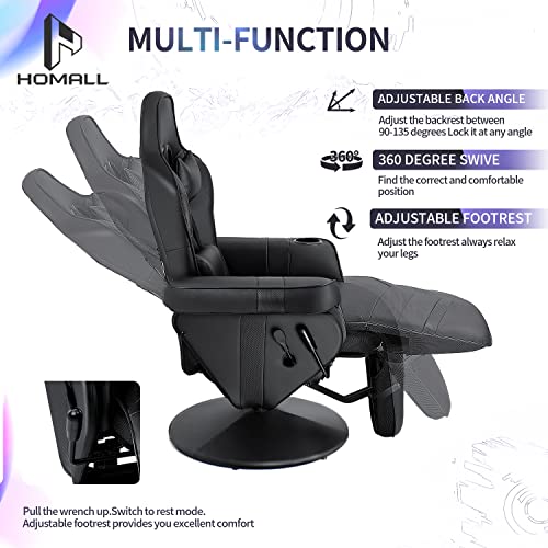 White PU Leather Gaming Recliner Chair with Footrest Headrest and Lumbar Support U2574