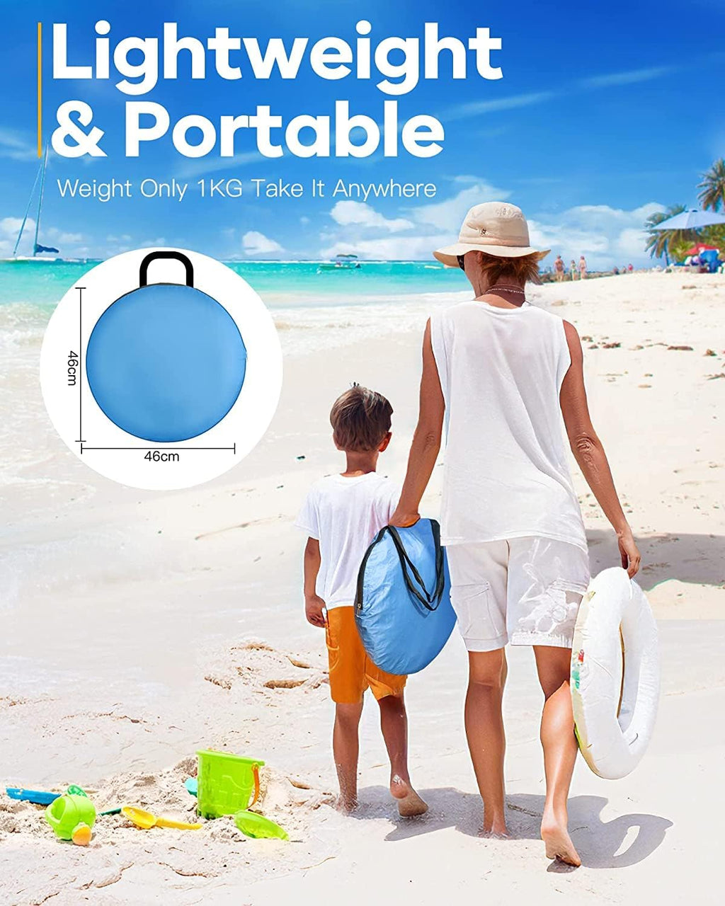 Pop Up Beach Tent, UPF 50+, Waterproof, with Carry Bag J83637