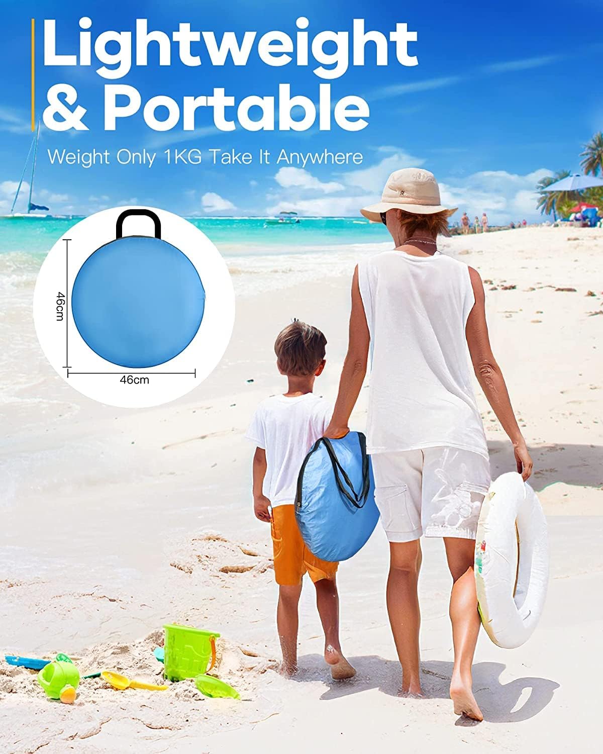 Pop Up Beach Tent, UPF 50+, Waterproof, with Carry Bag J83637