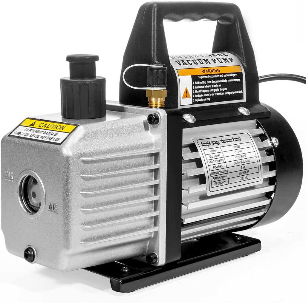 3CFM 1/4HP HVAC Air Vacuum Pump with Manifold Gauge and Carrying Tote F266