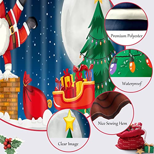 71"x71" Blue Cloth Fabric Christmas Shower Curtain L65397