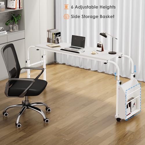 Brown Mobile Bed Desk with Wheels N665