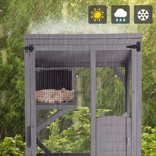 Large Wooden Cat Enclosure on Wheels with Resting Box E7149