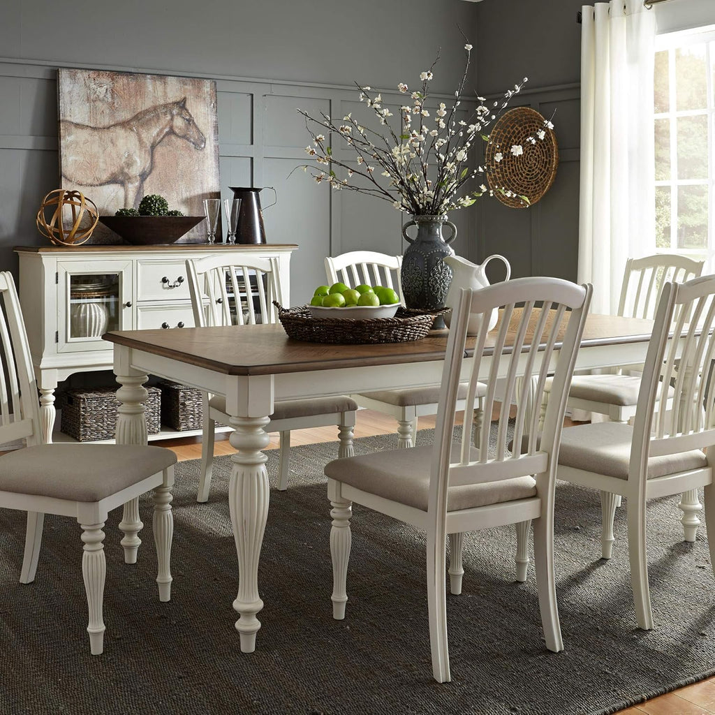 7 Piece Rectangular Table Set White C17952