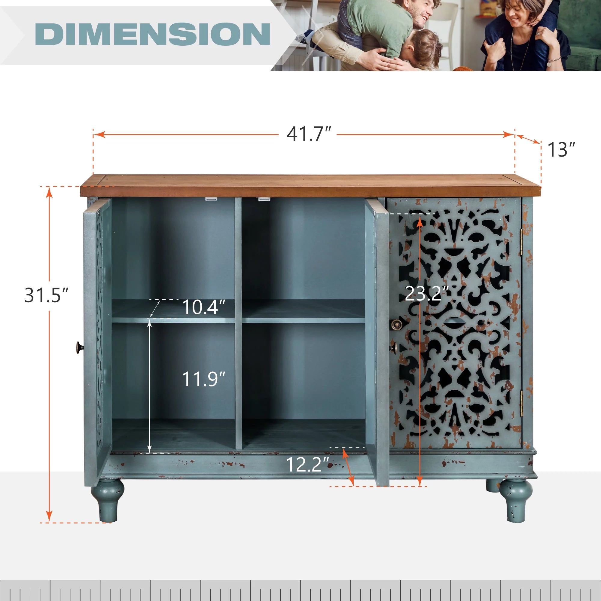 Blue 3-Door Sideboard Accent Cabinet E62675