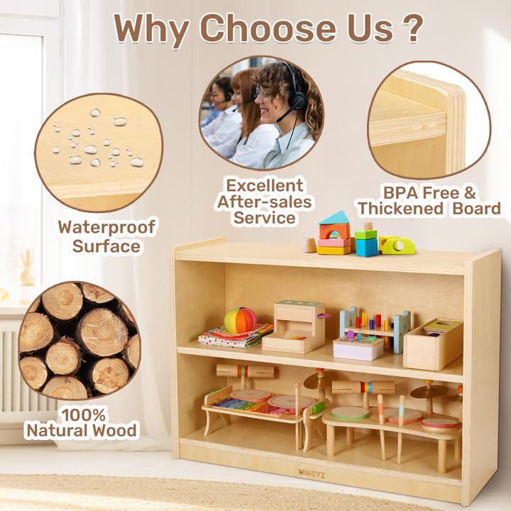 2-Tier Wooden Kids Bookshelf M259116