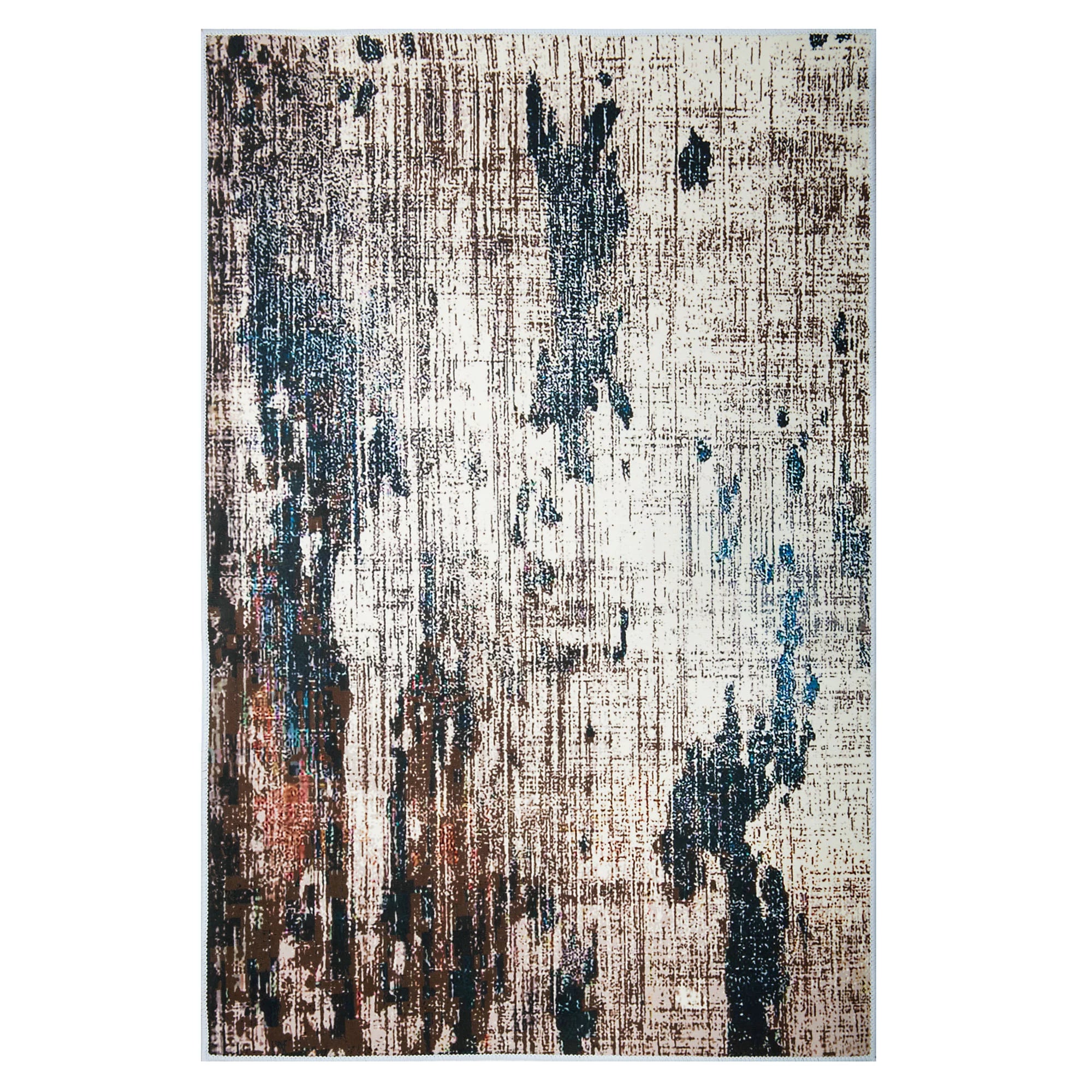 Modern Abstract Cream Blue Area Rug F656380