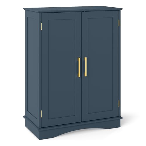 Black 31.5" H Floor Storage Cabinet with 2 Doors and Adjustable Shelves O307