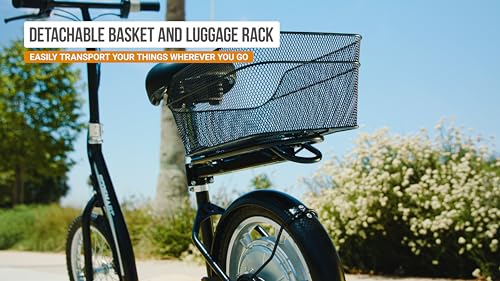 Electric Scooter with Padded Seat, Bamboo Deck, 16" Air-Filled Tires, 500w Motor, Rear-Wheel Drive L35993