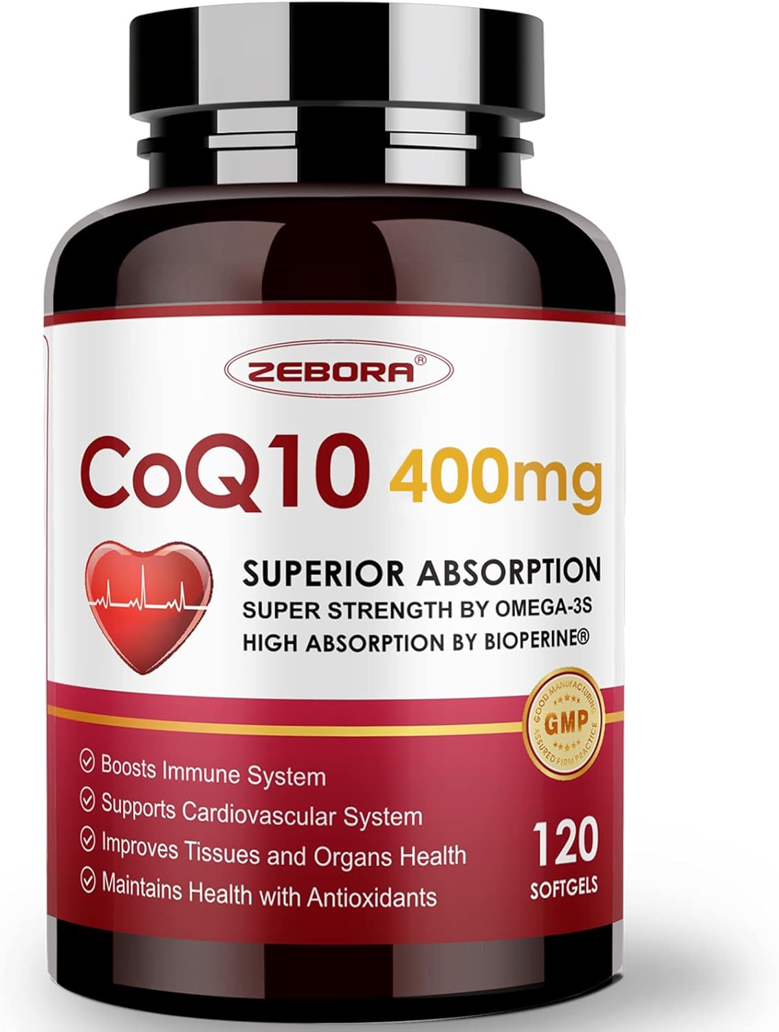 CoQ10 400mg Softgels with PQQ, BioPerine & Omega-3, 120 Servings O466848