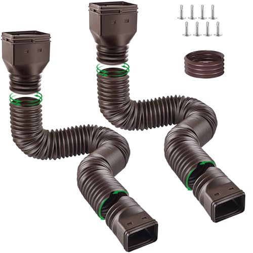 2 Pack Flexible Rain Gutter Downspout Extenders Black U773502