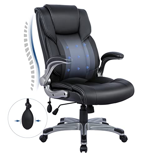 Executive Ergonomic Chair with Bonded Leather, High Back Adjustable Height Q786174