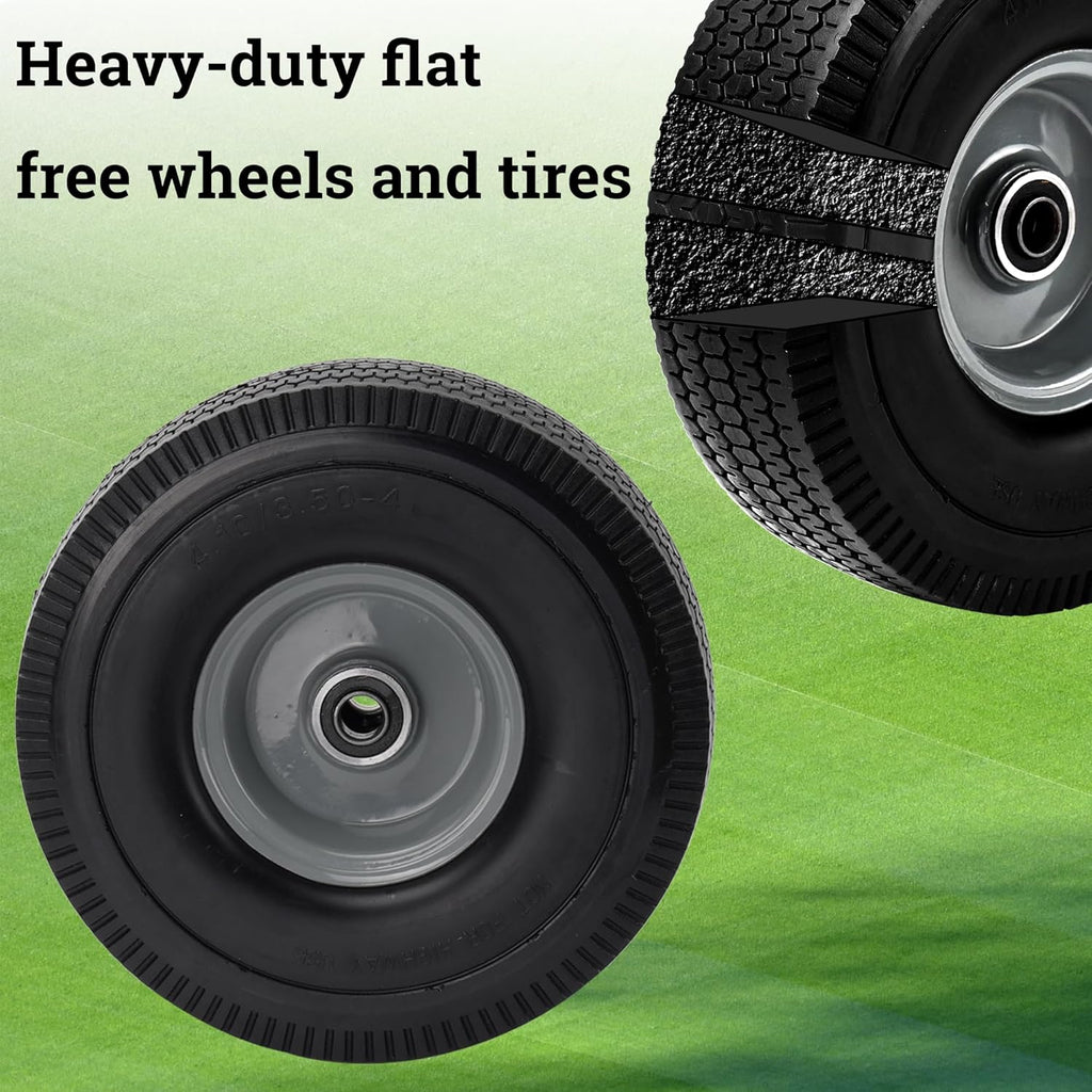 10x3.50-4" Solid Heavy Duty PU Tire and Wheel with 5/8" Axle Bore Hole, 2.2" Offset Hub X2137