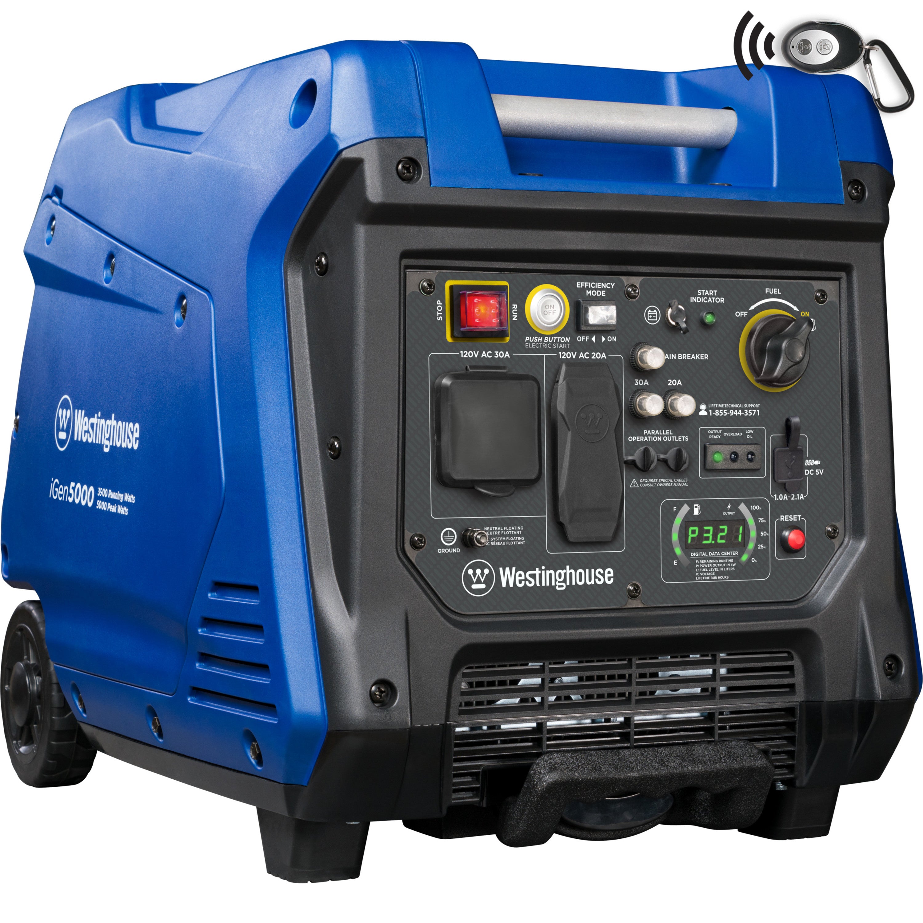 5000 Peak Watt Gas Powered Portable Inverter Generator with Electric Start S5592