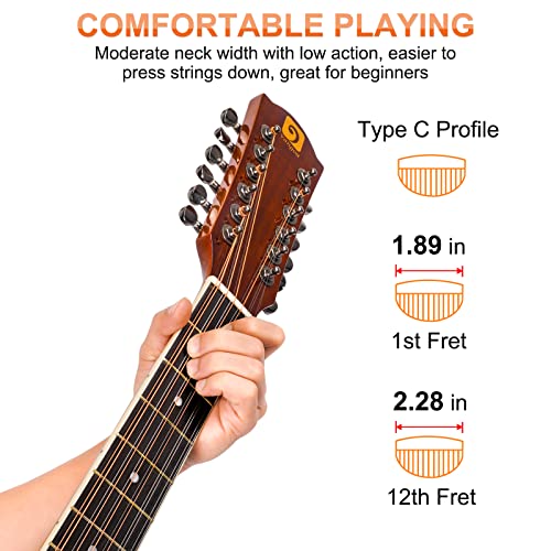 Black Matte 12 String Acoustic Electric Guitar W255