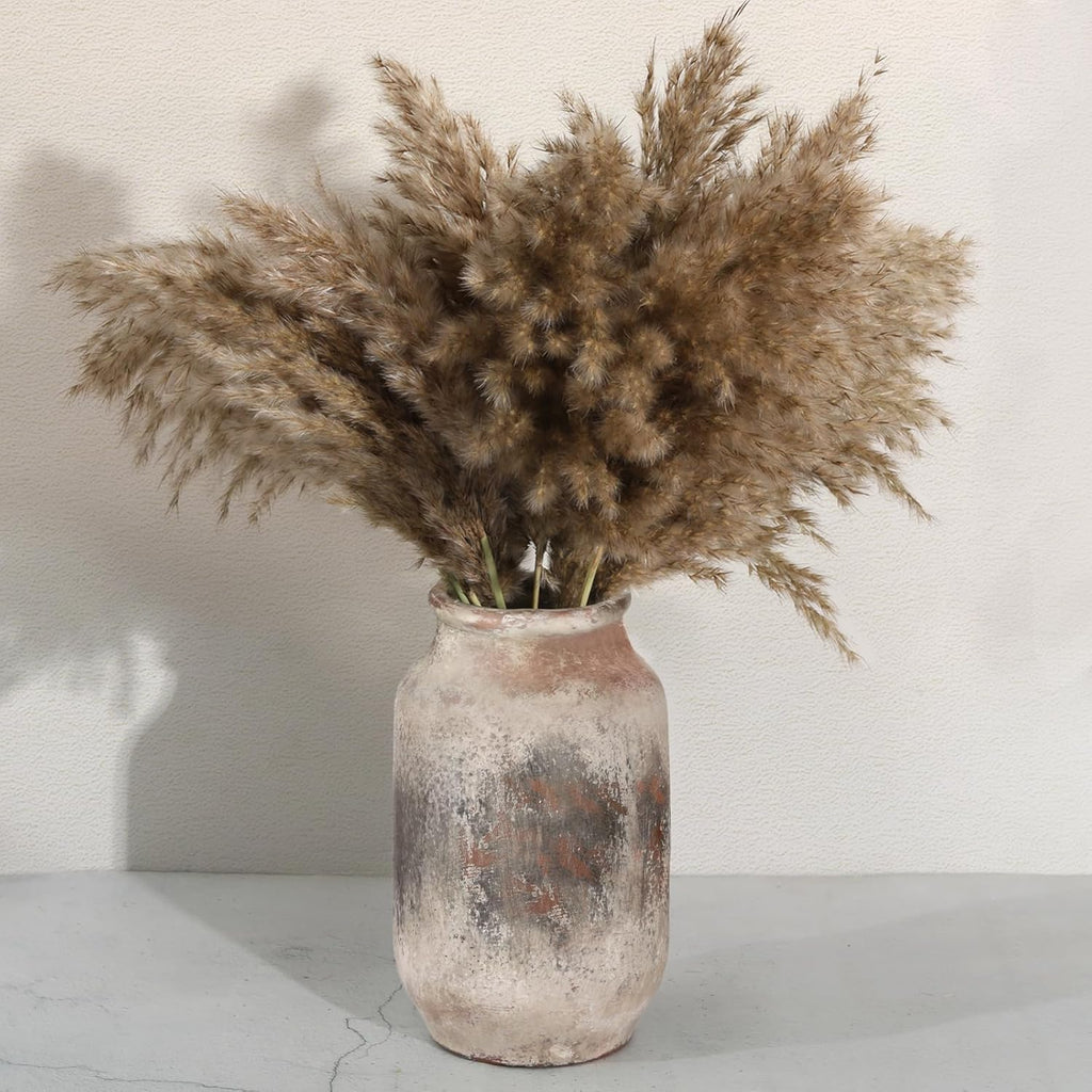 Rustic Ceramic Flower Vase Whitewashed Terracotta Floor Vase E8529