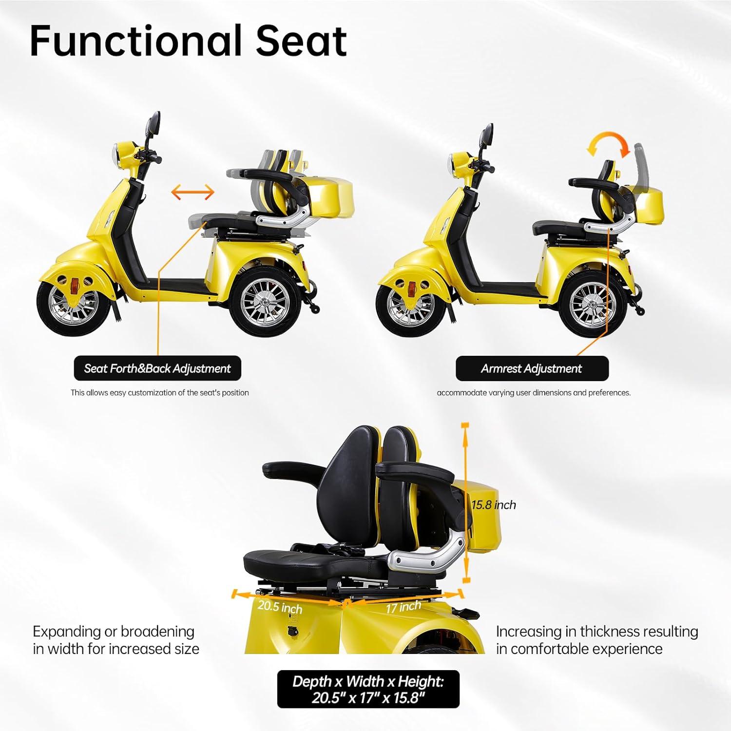 Heavy Duty 4-Wheel 3 Speed Mobility Scooter 500 lbs. Weight Capacity Z784