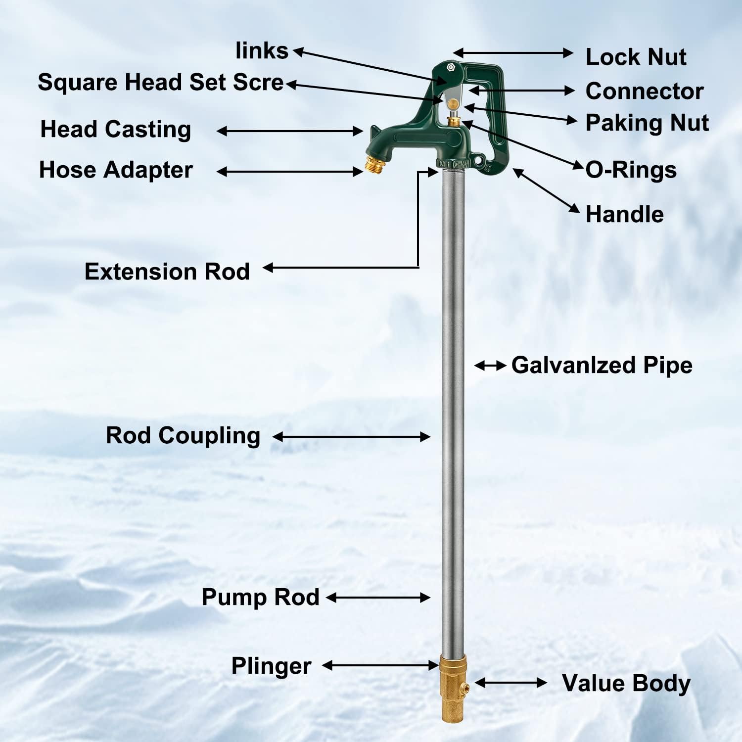 Green Frost-Free Yard Hydrant 3/4" Pipe Connection 39.4" Total Length D292812
