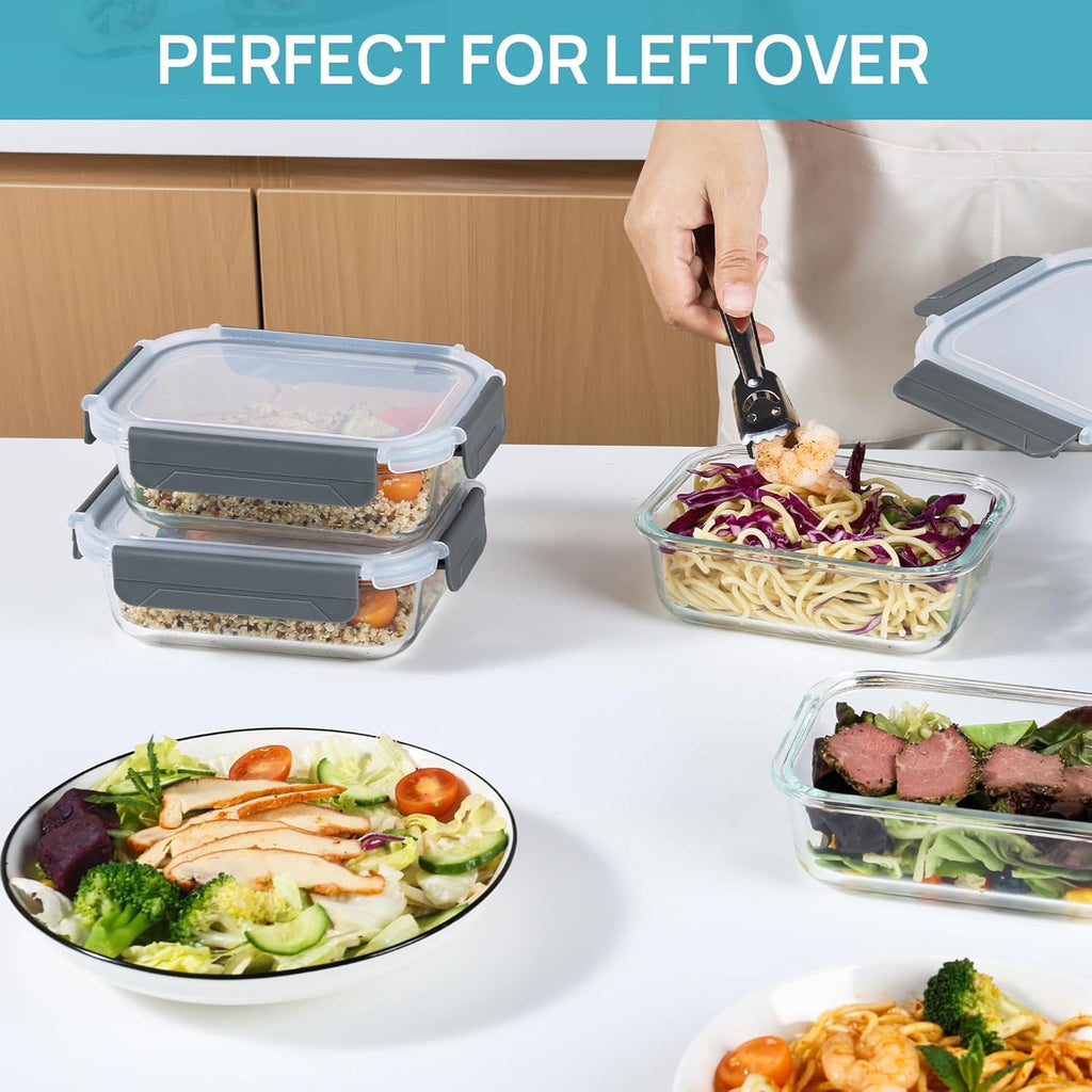 5 Pack 35oz Glass Food Storage Containers with Lids Q29130
