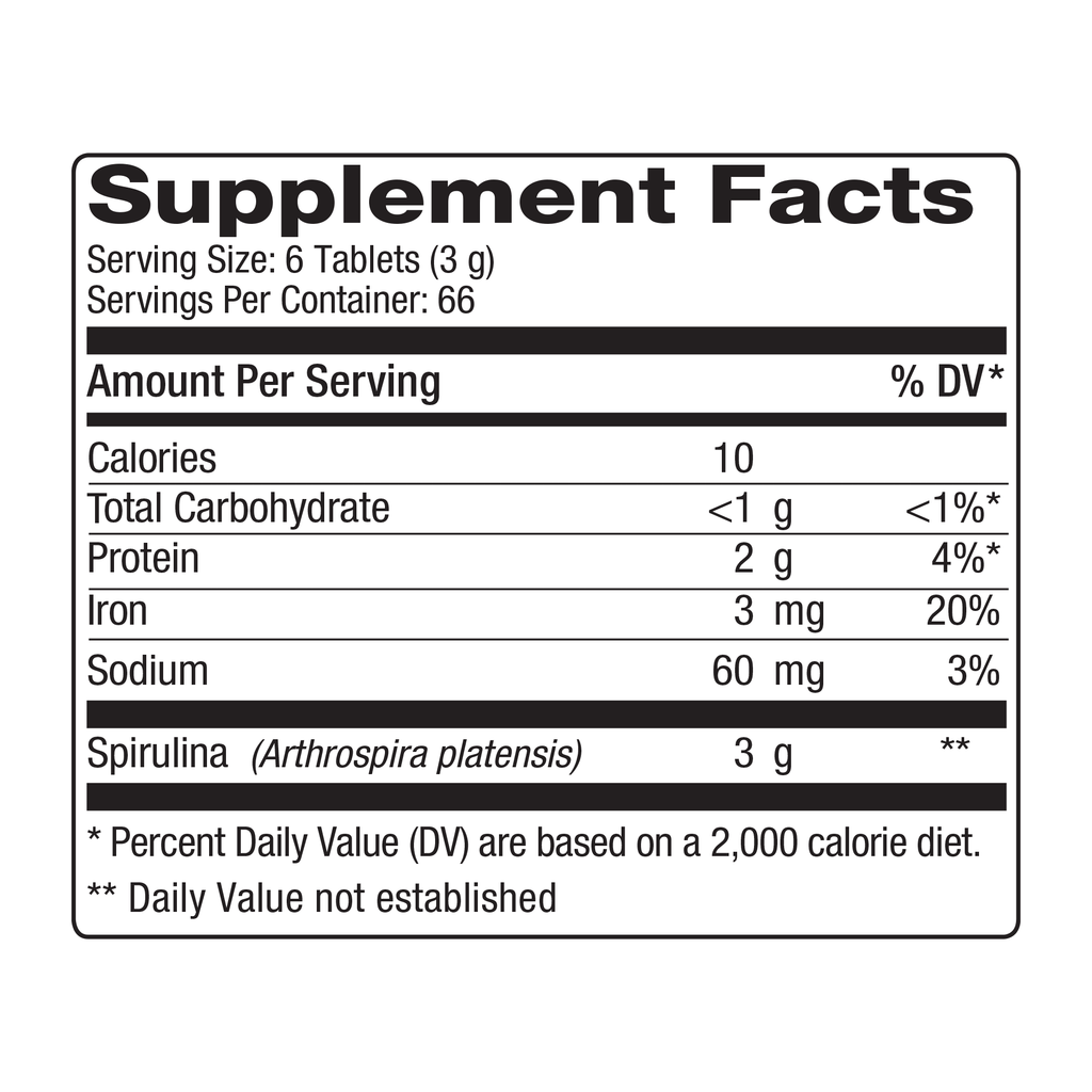 500 mg Spirulina Tablets, 400 Ct Q923