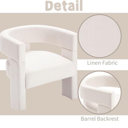 Beige Fabric Upholstered Barrel Accent Chair Q115