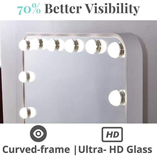 Large Hollywood Vanity Mirror with Lights, 18 LED Bulbs, Wall-Mount/Tabletop (Rose Gold) L1136
